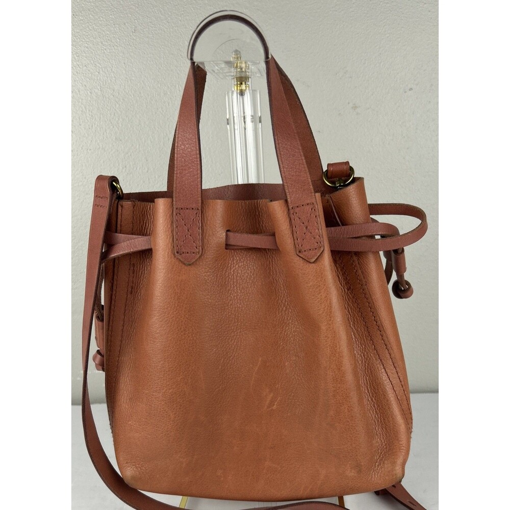 Madewell Warm Terracotta Leather Transport Tote Crossbody Bucket Bag Small